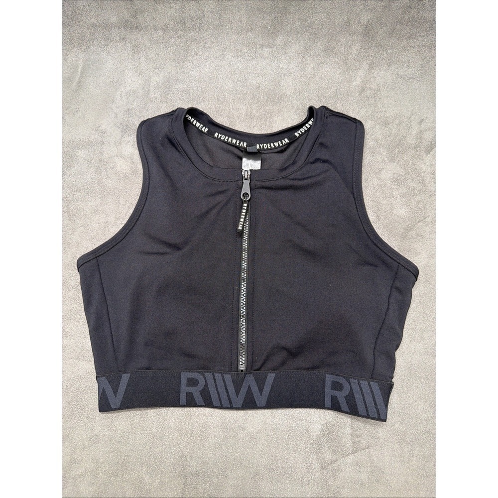 Ryderwear Front Zip Black Sports Bra Size Small